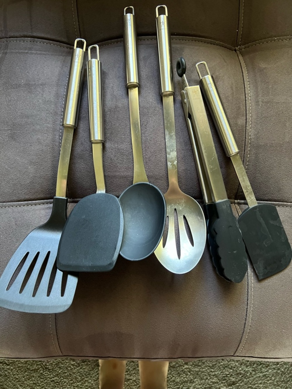 Wusthof/Hubertus Style Stainless Steel Handle with Logo - Silver